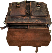 Load image into Gallery viewer, 18 Inch Classic Brown Buffalo Hunter Leather Messenger Bag
