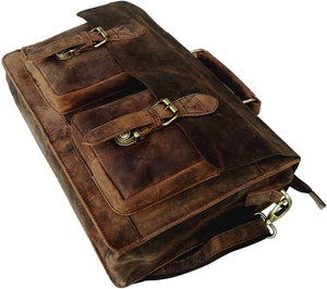 18 Inch Classic Brown Buffalo Hunter Leather Messenger Bag