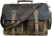 Load image into Gallery viewer, 18 Inch Classic Brown Buffalo Hunter Leather Messenger Bag
