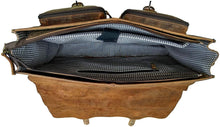 Load image into Gallery viewer, 18 Inch Classic Brown Buffalo Hunter Leather Messenger Bag
